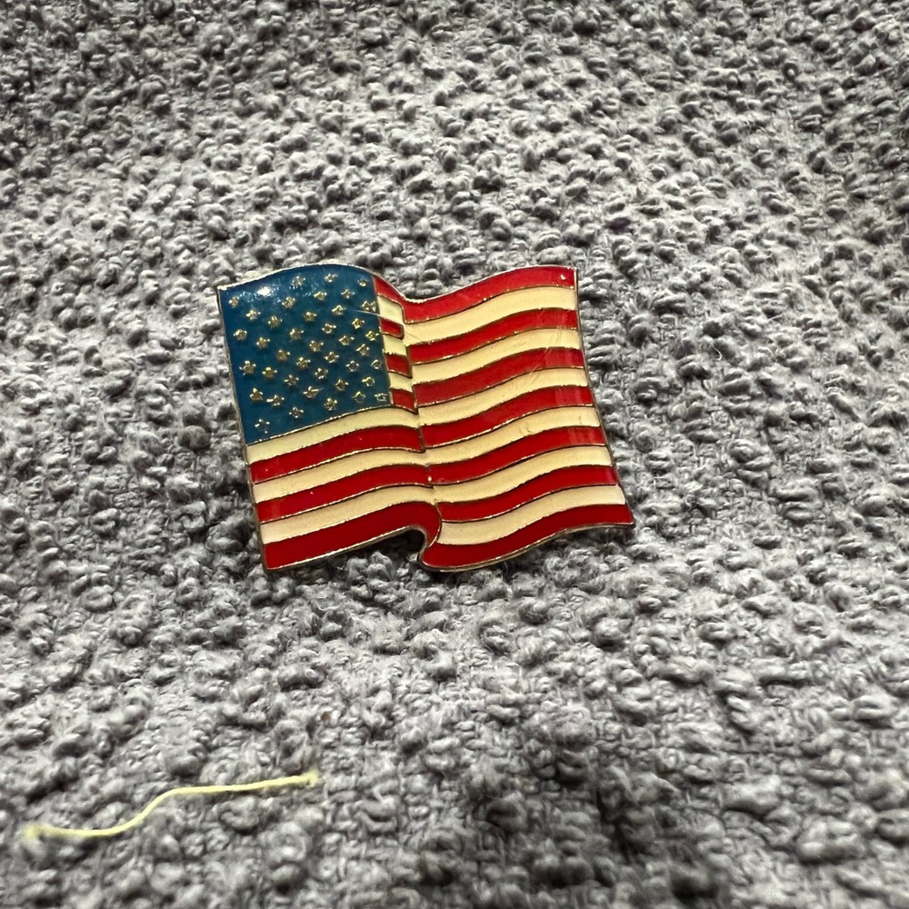 Klein International American Flag Waving Enamel Lapel Pin Patriotic Gold Tone